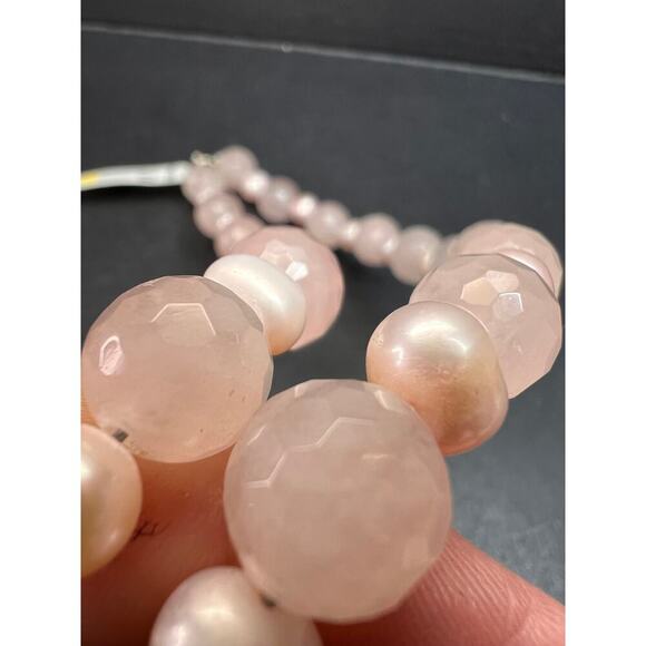 NEW rose quartz and pearl sterling silver necklace - Picture 12 of 13